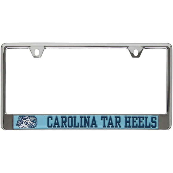NCAA North Carolina Tar Heels Laser Cut Inlaid Black Standard Chrome License Plate Frame 